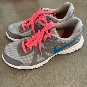 Nike revolution gray pink athletic running shoes womens athletic shoes size 9.5